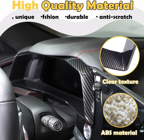 Vista 3 de Marco de cubierta de tablero de instrumentos compatible con Chevrolet Corvette C8 2020-2023, accesorios interiores (patrón de fibra de carbono)