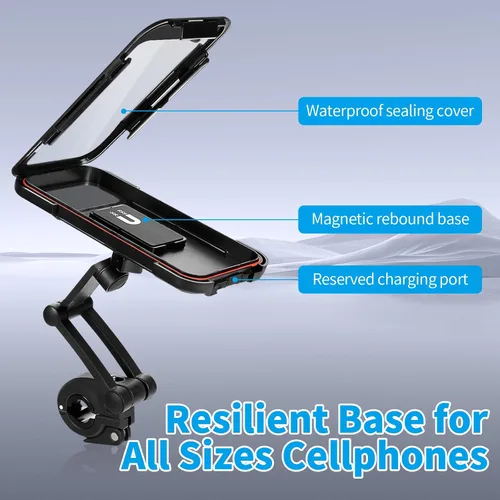 Vista 6 de Soporte de teléfono impermeable para bicicleta, soporte para teléfono de bicicleta con pantalla táctil, bolsa universal impermeable para teléfono
