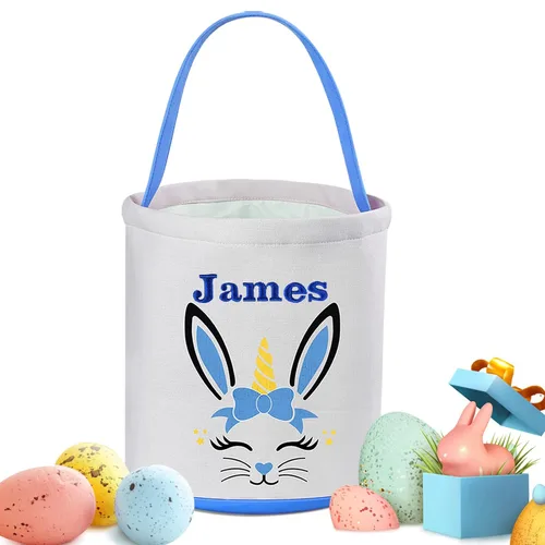 Vista 14 de Cestas de Pascua personalizadas para niños y niñas, canasta de conejo de Pascua de Touber para niños pequeños, canasta de caza de huevos de Pascua