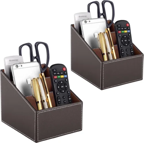 Vista 8 de Soporte para control remoto de TV con 3 compartimentos, almacenamiento de accesorios multimedia, caja de almacenamiento, estante de almacenamiento