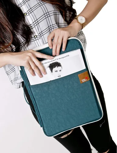 Vista 7 de Documento A4 Bolsa Estuche Impermeable Organizador Portafolio Oficina Viaje Cremallera Multi-Función Bolsa