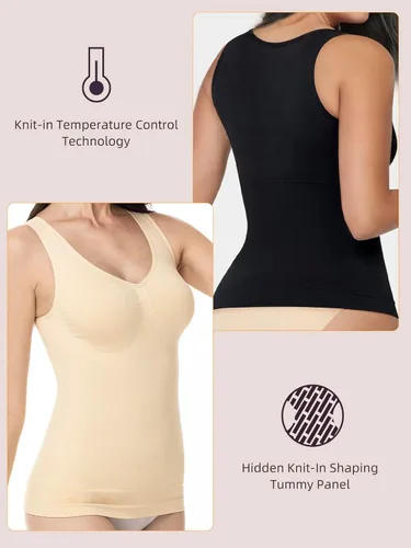 Vista 4 de Compression Tank Tops for Women, High Shaping Scoop & V-Neck Cami, Shapewear Tummy Control Camisole