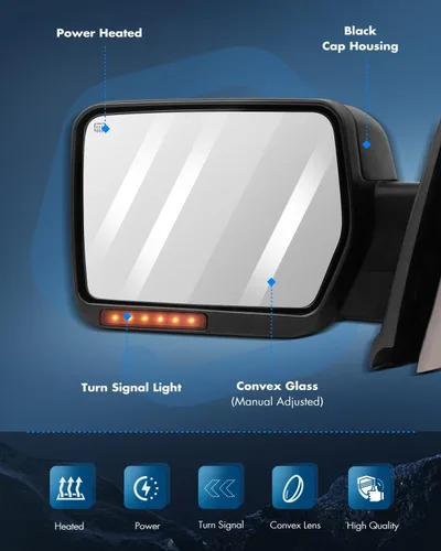 Vista 3 de ECCPP L+R Power - Espejos de remolque con calefacción, luces de señal de charco para Ford F150 2007-2014