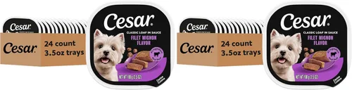 Vista 13 de Cesar Classic Loaf in Sauce - Alimento húmedo para perros adultos, sabor a tocino y huevo, comida húmeda para perros, bandejas fáciles de despegar