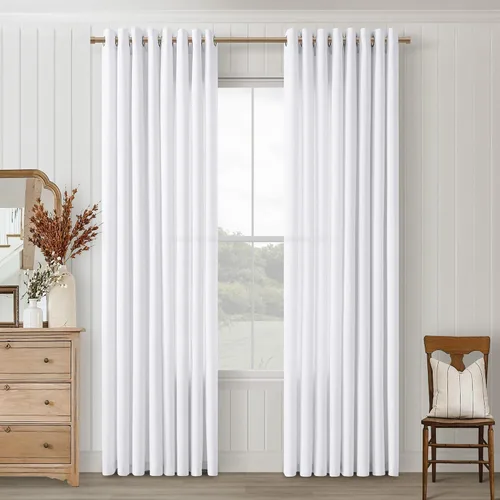 Vista 11 de Cortinas de avena con ojales DUKIYO de 96 pulgadas de largo para sala de estar, comedor, juego de 2 paneles, cortinas de arena y beige