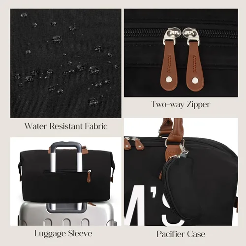 Vista 6 de printe Bolsa de pañales grande de 6 piezas con cambiador y 2 bolsas organizadas, bolsa de mamá para hospital con funda para chupete, correas, gancho