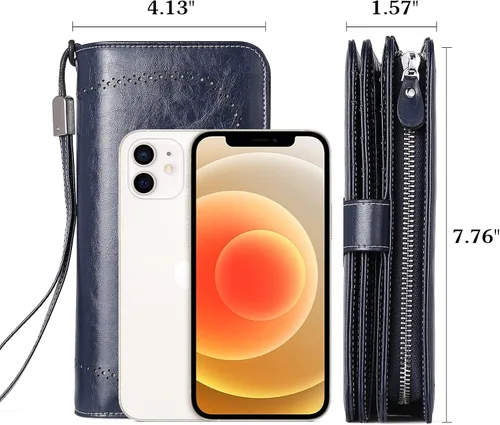 Vista 4 de BOSTANTEN Cartera de cuero genuino para mujer, de gran capacidad, cartera de mano, tarjetero con bloqueo RFID