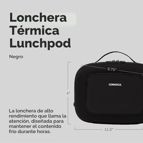 Vista 2 de Corkcicle Lunchpod - Bolsa de almuerzo aislada, neopreno negro