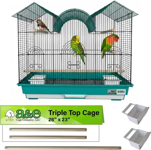 Vista 6 de A&E Cage Co - Jaula para pájaros con triple parte superior para periquitos