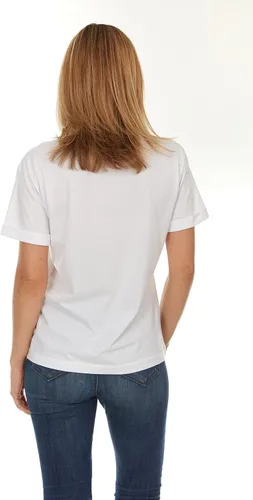 Vista 3 de Brix Camiseta de ajuste holgado para mujer, camisetas de algodón con cuello redondo.