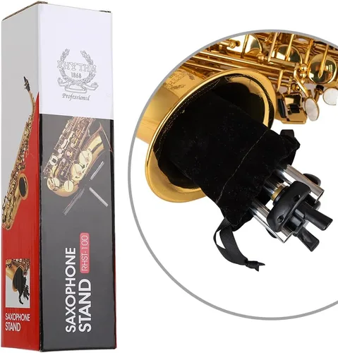 Vista 4 de RHYTHM Soporte plegable para saxofón alto de acero inoxidable, soporte para saxofón portátil, soporte ajustable Soporte para saxofón alto