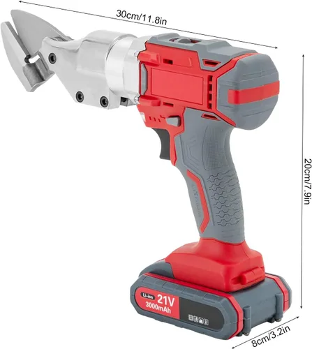 Vista 5 de Cizalla de metal de 21 V, cizalla eléctrica de metal de 600 W con cargador y caja, ajuste de dos velocidades, tijeras eléctricas para cortar metal