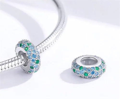 Vista 2 de GNOCE Tapón para pulseras de plata de ley 925 con esmaltes coloridos, regalo de joyería para mujeres, esposa (chispeante), Plata esterlina