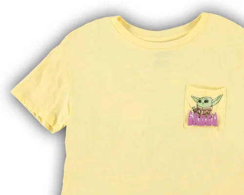 Vista 4 de STAR WARS Juniors Yoda - Camiseta corta para mujer, con bolsillo frontal y trasero, para bebé
