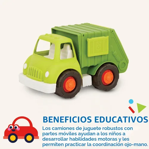 Vista 4 de Battat – Wonder Wheels – Recycling Truck – 3 Compartments for Waste Management – Vehicle for Toddlers – Recyclable – 1 Year +