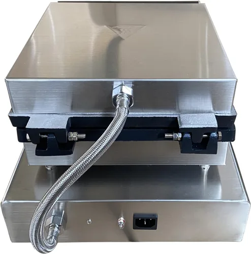 Vista 8 de INTBUYING Máquina eléctrica comercial para hacer gofres para tartas redondas, cuerpo de acero inoxidable con revestimiento antiadherente, máquina