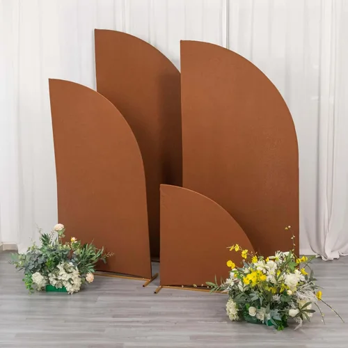 Vista 201 de Efavormart - Juego de 4 fundas de elastano beige para arco de media luna, fundas de telón de fondo Chiara de 2.5 pies a 7 pies para escenarios