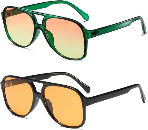 Vista 7 de Freckles Mark Lentes de sol clásicos estilo retro de los años 70 para mujeres y hombres, montura estilo aviador, cuadrada, grande y de moda
