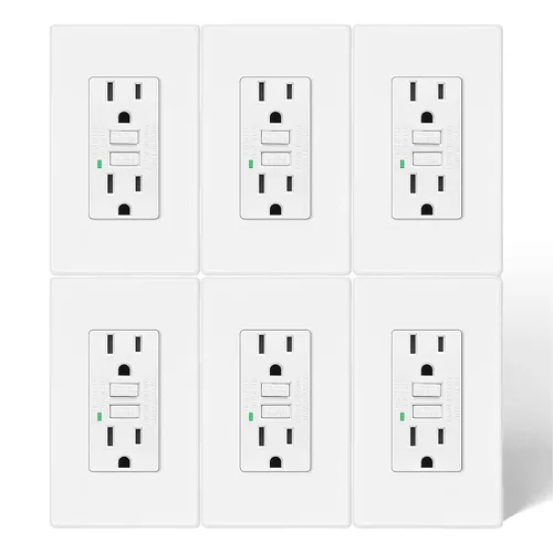 Vista 29 de Greencycle Toma GFCI de 15 amperios con puertos USB C y USB A, 1 unidad de toma eléctrica GFCI de prueba automática con USB, con indicador LED