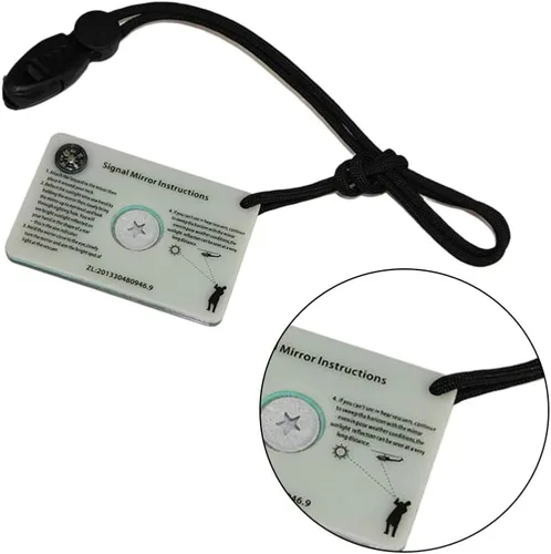 Vista 4 de BESPORTBLE Espejo de señal, multifunción con mini silbato reflector de brújula, pequeña comunicación remota de emergencia, kit de señal