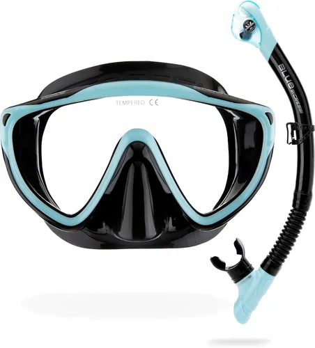 Vista 6 de CRESSI Máscara de esnórquel cómoda de una sola lente para adultos y snorkel seco - Tino & Scilla: Hecho en Italia