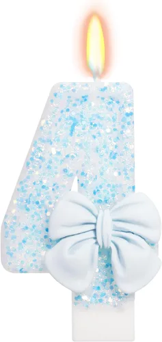Vista 72 de Vela de cumpleaños para pastel, vela 0 - purpurina rosa con lazo, vela de feliz cumpleaños de 2.76 pulgadas, adorno superior de pastel para fiestas