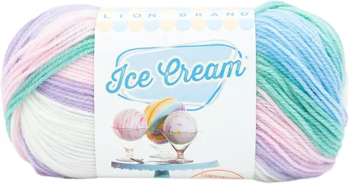 Vista 34 de Lion Brand Yarn, Hilo para Bebé Ice Cream para tejer, ganchillo y manualidades, Baseball Nut, 1 paquete, fibra acrílica colorida de peso DK