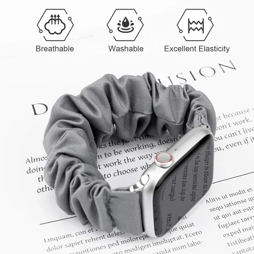 Vista 4 de Greatfine - Correa elástica para reloj Apple Watch Scrunchie de 38mm 40mm 42mm 44mm, correa elástica suave, con iWatch Series 6 SE 5 4 3 2 1, S L