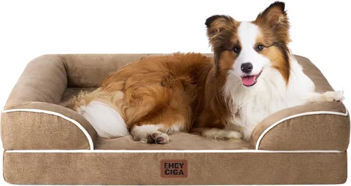 Vista 103 de EHEYCIGA – Cama ortopédica impermeable para perros pequeños, de espuma viscoelástica tipo caja de huevos, con bordes elevados y base antideslizante