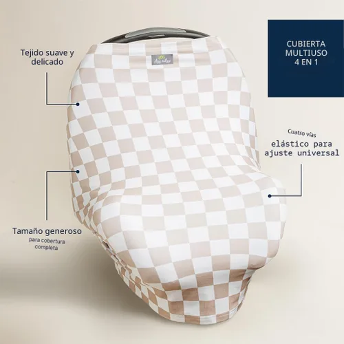 Vista 4 de Itzy Ritzy Funda de lactancia 4 en 1, funda de asiento de automóvil, funda de carrito de compras y bufanda infinita – transpirable, cubierta