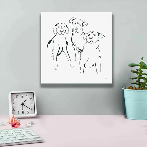 Vista 4 de Epic Graffiti 'Lovable Mutts II' por Chris Paschke, lienzo de arte de pared Giclée, 12 x 12 pulgadas