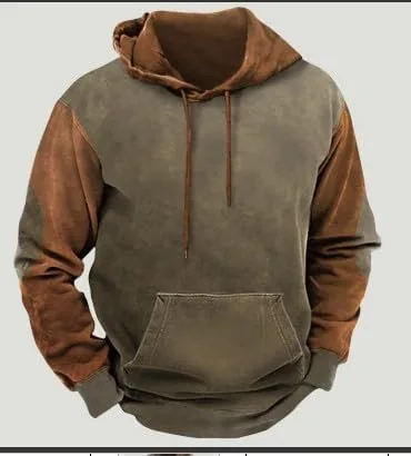 Vista 2 de HOTYD Sudaderas con capucha azteca para hombre, casual, de manga larga, con cordón, sudaderas con capucha con estampado occidental