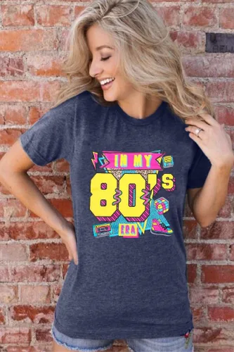 Vista 3 de Camisas de los años 80 para mujer, camiseta con estampado vintage de los años 80, ropa de fiesta casual de los años 80