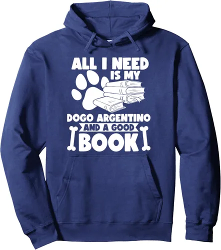 Vista 5 de Todo lo que necesito es mi dogo argentino y un buen libro Sudadera con capucha, Negro