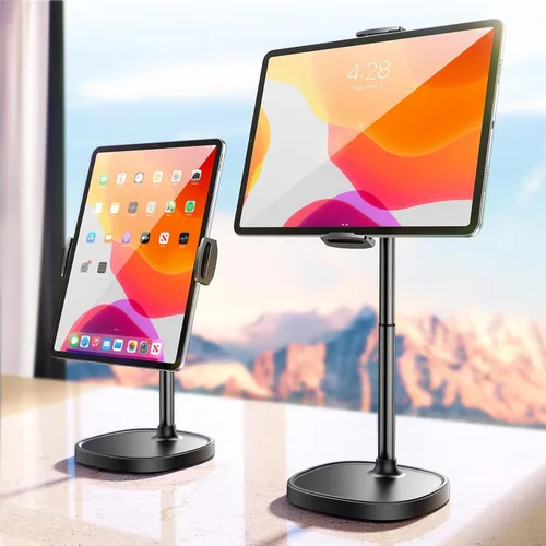 Vista 8 de DIMONCOAT Soporte de teléfono para escritorio, soporte de teléfono ajustable en ángulo y altura para escritorio, soporte universal de aleación