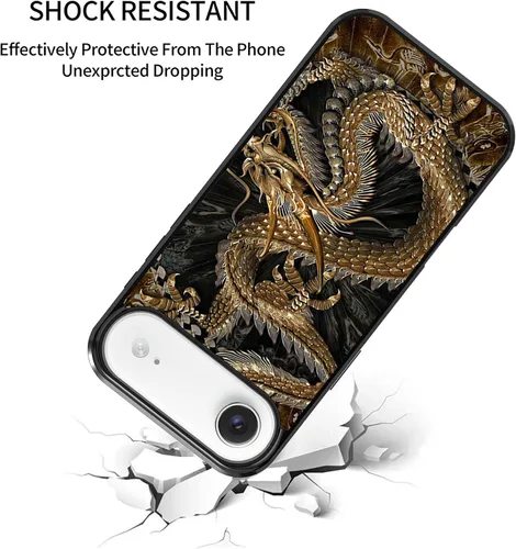Vista 3 de Funda para iPhone Air - Funda de teléfono con patrón de dragón dorado chino - Funda de TPU con protección de absorción de impactos