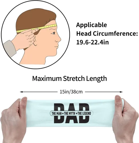 Vista 7 de Dad The Man The Myth The Legend Headband for Men Women Sports Sweatband for Fitness Exercise Moisture Wicking Running Yoga Hairbands