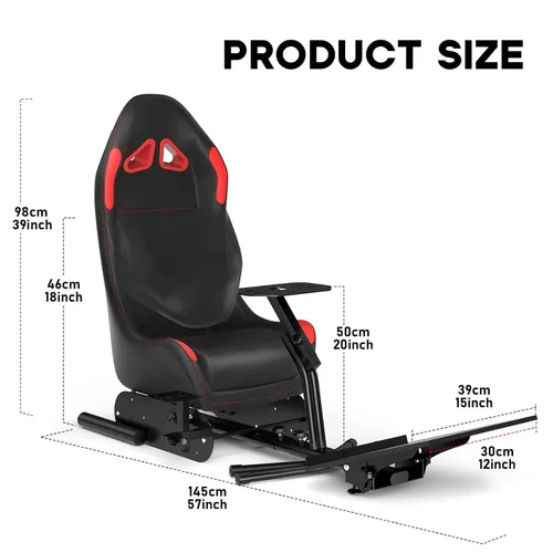 Vista 8 de DIWANGUS Racing Simulator Cockpit Racing Wheel Stand with Seat Gaming Chair Sim Racing Cockpit for G29 G920 G923 G27 G25 T248X T248 T300RS T150 458