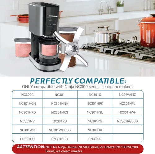 Vista 4 de Cuchilla de paleta de repuesto para Ninja Creami NC300 Series Ice Creamers: Reemplazo de la cuchilla de paleta para Ninja Creamerizer NC299AMZ NC301