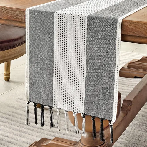 Vista 10 de Wracra Juego de 4 manteles individuales de lino, 12 x 18 pulgadas, manteles individuales de macramé para mesa de cocina y resistentes al calor Aqua