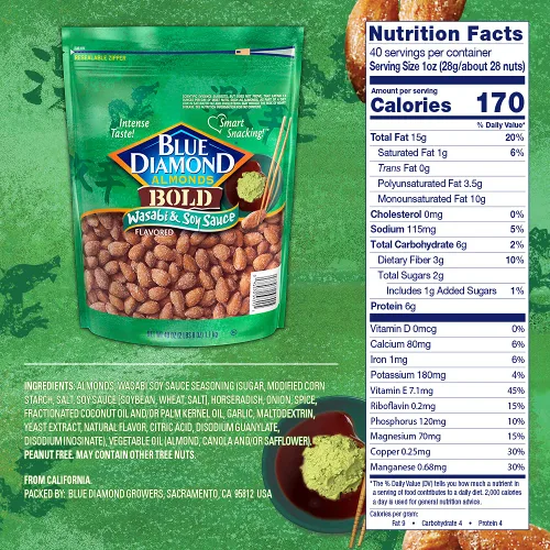 Vista 37 de Blue Diamond Almonds, Almendras espolvoreadas de cacao asadas al horno, 14 onzas