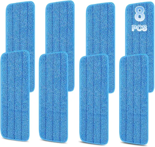 Vista 11 de Paquete de 8 almohadillas reutilizables de 16.5 pulgadas, cabezales de repuesto de trapeador de microfibra para mopas húmedas y secas, compatibles