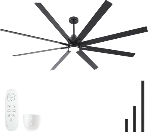 Vista 11 de Ventiladores de techo de 42 pulgadas con luces y control remoto, ventilador de techo negro con 5 aspas, motor DC reversible de 6 velocidades, LED