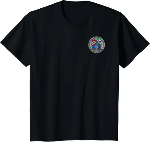 Vista 36 de Super Mario Bros Luigi Left Chest Since 1985 - Camiseta gráfica Negro