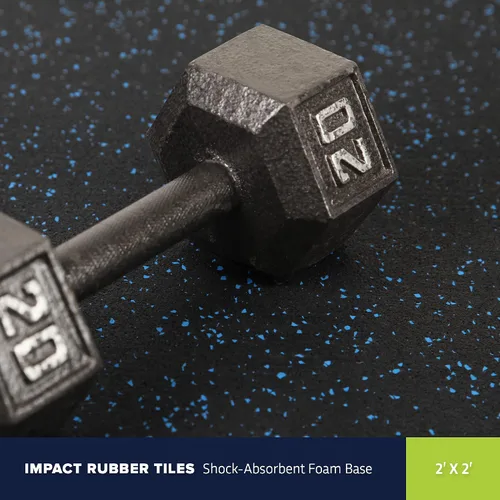 Vista 2 de IncStores baldosas de goma suave entrelazadas para el gimnasio – Alfombrillas perfectas para gimnasios en casa, locura, P90X, Cardio y más Azul 10%