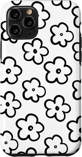 Vista 26 de Funda para iPhone 11 Pro Max con diseño de flores silvestres en blanco y negro