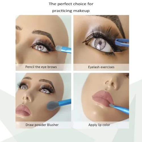 Vista 3 de Tablero de práctica de maquillaje 5D, cara de maniquí de maquillaje de silicona, cara de práctica de maquillaje para principiantes reutilizable, ojo