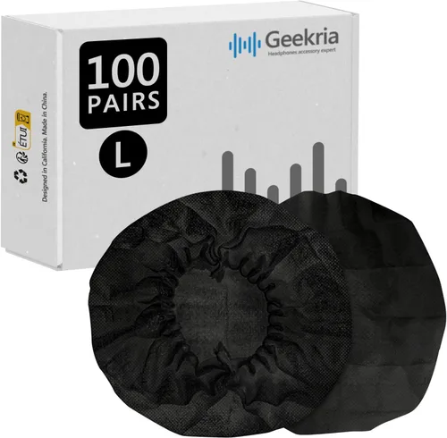 Vista 8 de Geekria 100 pares de fundas desechables para auriculares pequeños de centro de llamadas, fundas de almohadillas sanitarias elásticas, protector