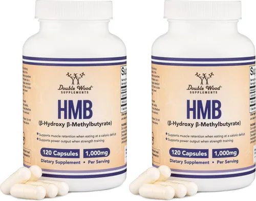 Vista 8 de Double Wood Supplements Suplemento HMB, probado por terceros, sin OMG, sin gluten, 120 cápsulas, 1000 mg por porción, 500 mg por cápsula