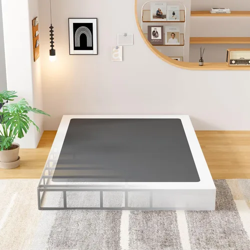 Vista 11 de EMODA Base de cama de metal resistente de 4 pulgadas con cubierta de tela, fácil montaje